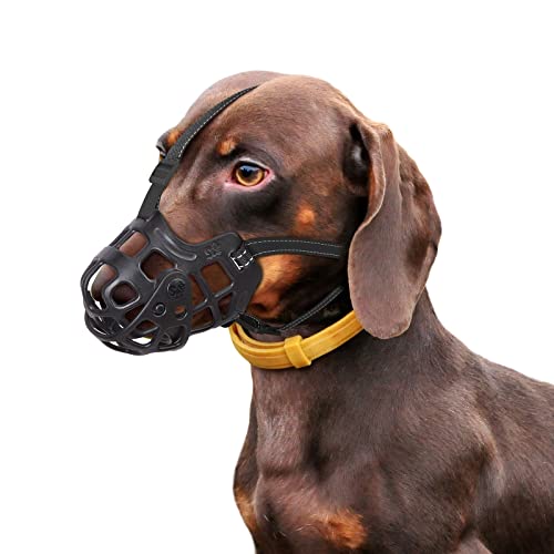 Ownpets Silicone Basket Muzzle, Adjustable with Movable Cover, Black, M by Ownpets - Used condition - US$13.49