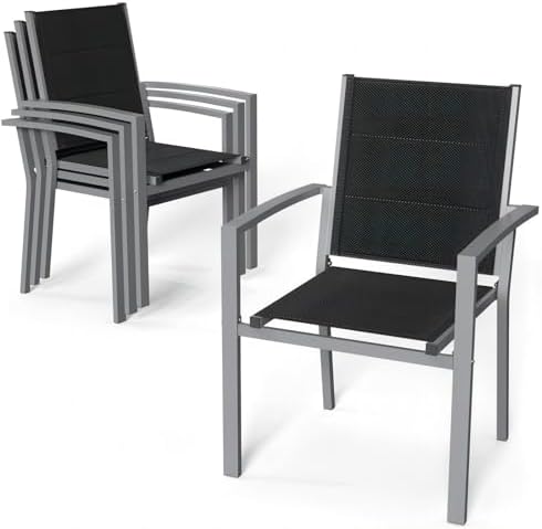 Devoko Gartenstühle Stapelbar Aluminium OutdoorStühle Belastbarkeit