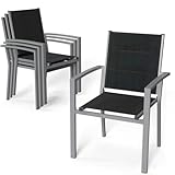 Devoko Sillas de jardín apilables de aluminio para exteriores, capacidad de...