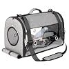 Lightweight Bird Parrot Carrier Travel Bag with Perch Stand, Waterproof Pads, for Parakeets Cockatiels Conures Finches Love Birds Small Medium Birds – Gray