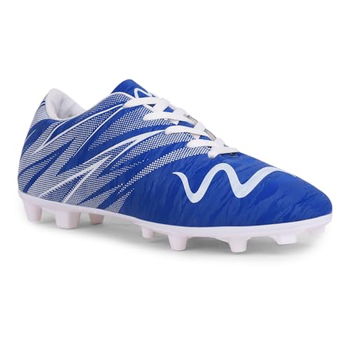 Wavvy Men and Boy Lightweight Football Shoes, Breathable & Water Resistant with Flexible & Sturdy Outsole | Rounded Studs for Synthetic, Turf & Hard Grounds (Sky Blue::White, 5Uk)