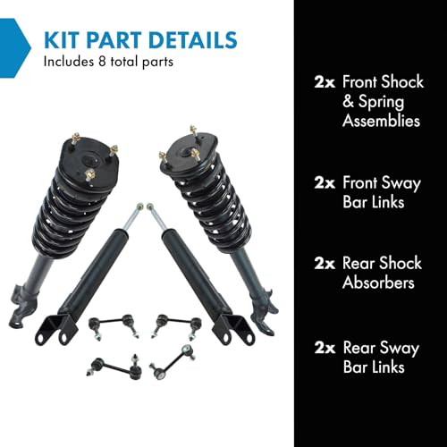 Image of TRQ Front and Rear Suspension Kit Complete Strut & Coil Spring Assembly Shock Absorber Sway Bar Stabilizer Link Compatible with 2011-2015 Jeep Grand Cherokee