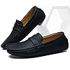 WUIWUIYU Men's Slip On Penny Loafers Moccasin Driving Shoes Casual Leather Flats Boat Shoes Size 13 Black #3