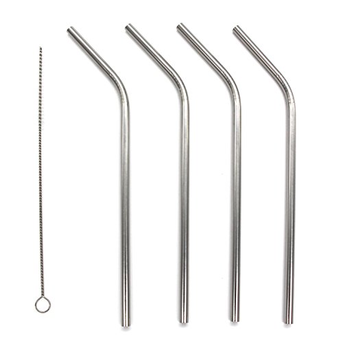DOXHAUS Quality Reusable Stainless Steel Drinking Straws for Cocktail Smoothie, Eco Environment Friendly Safe for Kids Children, Straw Brush included (Pack of 4)