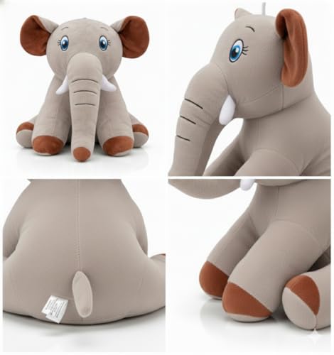 Image of Plush Grey Elephant Toy Teddy Bear Gift 20cm Soft Toys for Baby Girl Fully Washable Plush Toys and Stuffed Toys Perfect for Nursery Play and Cuddling (Grey)