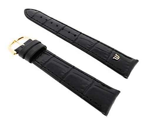 EulitMaurice Lacroix Crocodile Embossed Original Watch Strap 19 mm Black Gold-Plated Clasp