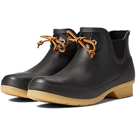 Chooka Women's Classic Tie Waterproof Ankle Booties | Durable Rubber Rain Boots with Comfort Insole & Slip-Resistant Outsole, Black, 8 US Cover