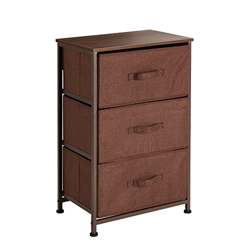 Urban Shop Carrito de almacenamiento de 3 niveles de tela con marco de madera MDF, espresso con marco de madera oscura Cover