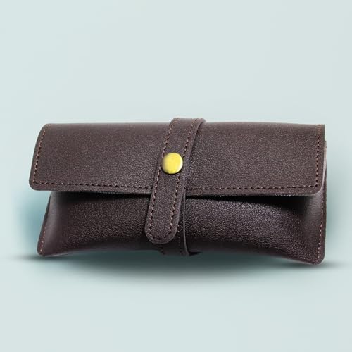 Image of Personalized Leather Goggle Cover | Custom Name | Unisex Faux Leather Eyewear Case with Button Closure | Travel-Friendly & Durable Sunglasses Holder for Men & Women