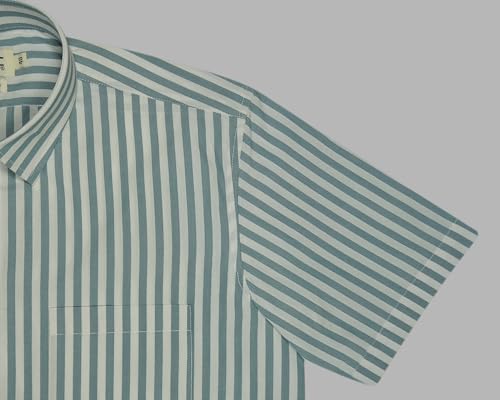 Image of GHPC 100% Cotton Striped Half Sleeves Regular Fit Formal Shirt for Men