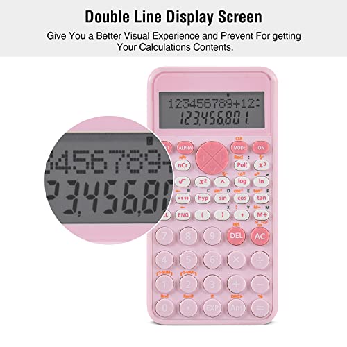 Image of EooCoo 2-Line Standard Scientific Calculator, Cute Desk Accessories, Portable and Cute School Office Supplies, Suitable for Primary School to College Student Use(Pink)
