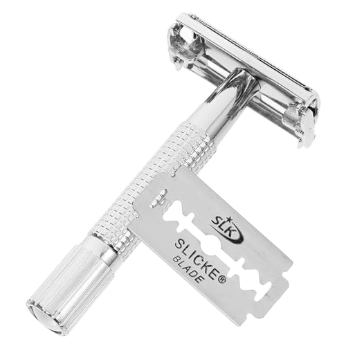 Gogogmee 1Set Manual Beard Razor Replaceable Blade Double Edge Shaver for Men Vintage Closed Comb Design for Precise Shaving for Beard Hair and Sideburns