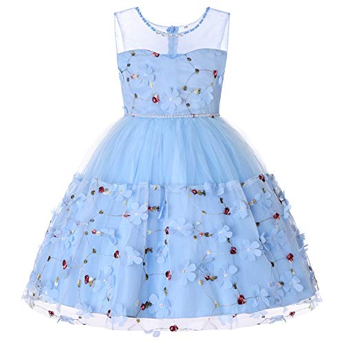 Robe de fête de mariage princesse en tulle fin anti-grattage bleu