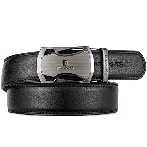 Image of BOSTANTEN Ratchet Belts for Men Leather Trim to Fit 1 3 /8 inch Gift Boxed