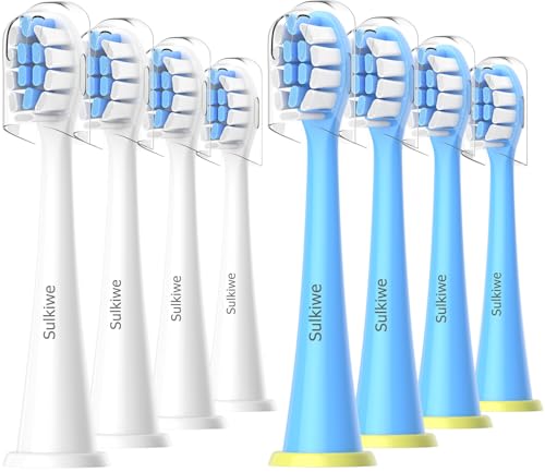 Sulkiwe Sensitive Ersatzbürsten für Kids Kompatibel mit Philips Sonicare Ersatzbürsten Kinder Mini Kids Bürstenköpfe ab 3-10 Jahren für Kinderzahnbürste Modell 6322/04 3603/01 8er