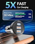 for iPhone 17 16 15 Car Charger Fast Charging, 70W 3-Port USB C Car Charger Cigarette Lighter Adapter with 3FT Type C to C Cable for iPhone 17/17e/17 Pro Max/Air/16/16 Pro Max/15/15 Pro/Plus, iPad