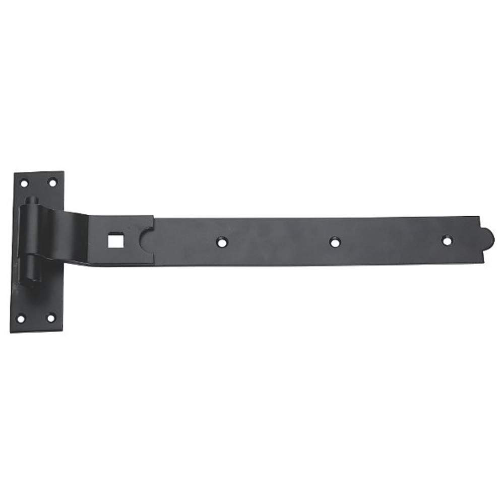 Merriway BH07125 Gate Hinge Heavy Duty Hook and Band Cranked Necked Black Epoxy 350mm (14 Inch)