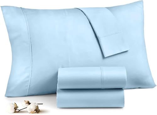 The Sky Bedding Body Pillow Cover – 500 Thread Count Egyptian Cotton Long Pillowcase with Hidden Zipper Closure – Soft, Breathable & Durable Body Pillow Protector (Light Blue, 20x72 Inch)