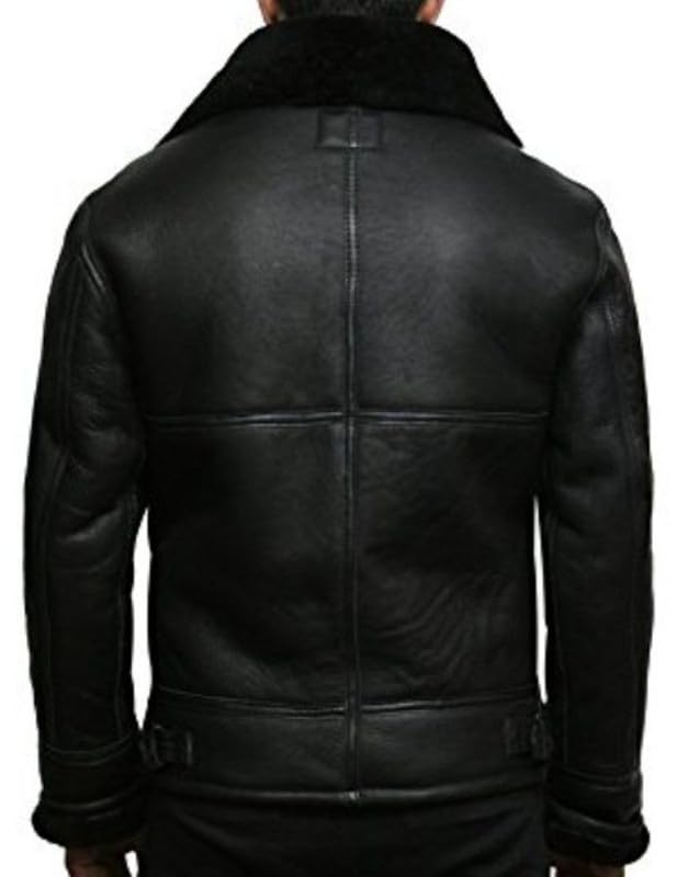 Image of B3 Bomber Real Leather Jacket- Real Shearling Flying Aviator Sheepskin Jacket For Men
