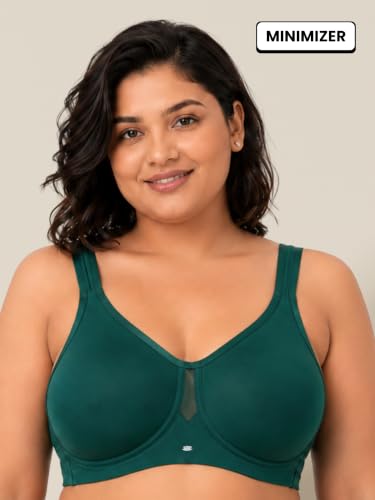 Image of SOIE Women's Full Coverage Minimizer Bra|Non Padded, Non Wired,Nylon Spandex |Broad Cushioned Straps,High Side Coverage & Side Support