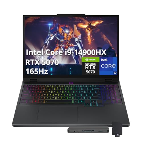 Image of Lenovo Legion 5 15.1 inch WQXGA 165Hz Gaming Laptop, Intel i9-14900HX, 32GB DDR5, 2TB Storage(1TB SSD+1TB Docking Station Set), NVIDIA GeForce RTX 5070 8GB GDDR7, RGB Backlit Keyboard, Win11, Black