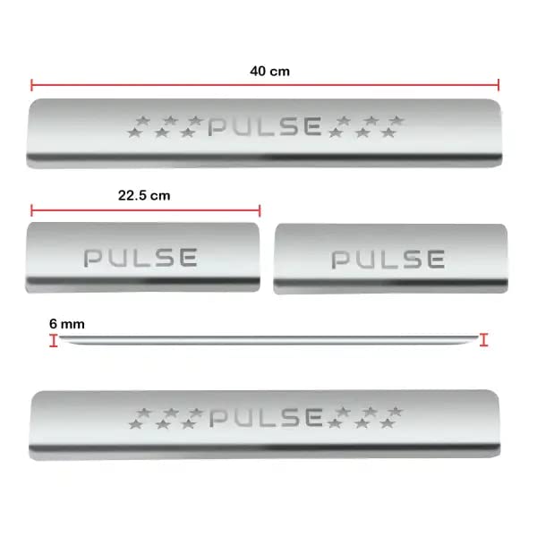 Image of AC Door Sill /Foot Step Stainless Steel Scuff Plate Plates Compatible with Pulse (Set of 4 Pcs)