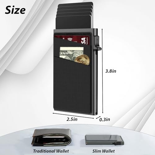 Slim Card Holder Wallet for Men,RFID Blocking,Minimalist Pop Up Card Holder,Can holds 10+ Cards,Gifts for Men (Grey)4