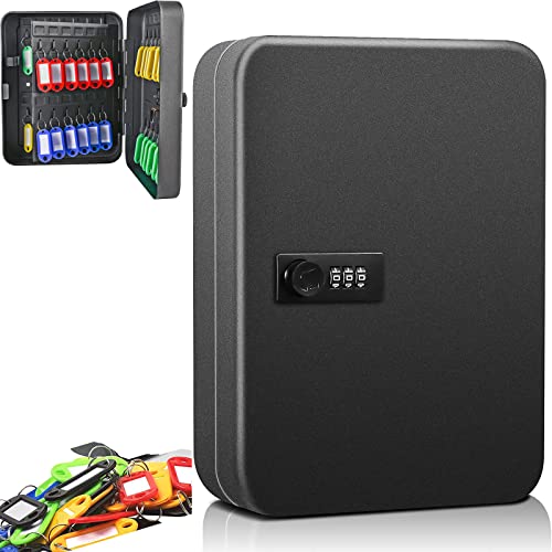Caja de llaves de pared metálica para 48 llaveros con cerradura de seguridad