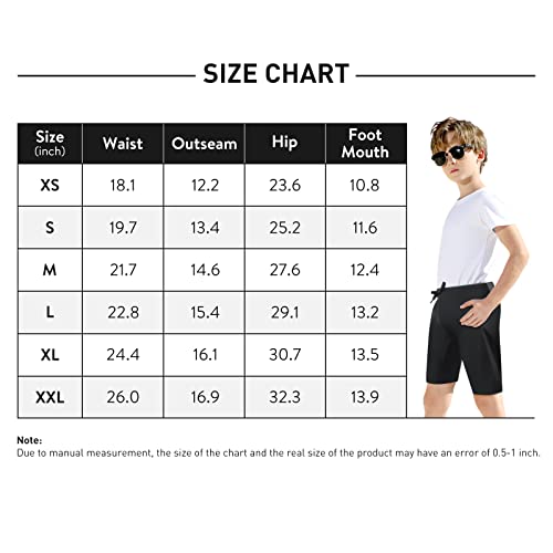 K898 Boys-Swim-Jammers Youth-Athletic Swimming-Shorts Quick-Dry - With Drawstring Kids Soft Swimsuits Upf 50+(Black,Xs) #TOP5