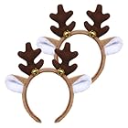 Pistha 2PCS Reindeer Antlers Headband Deer Ears Headwear for Women Halloween Christmas Theme Costume
