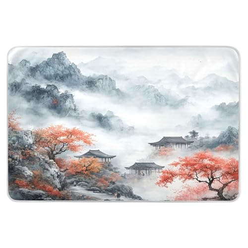 Takiito Chinese Landscape Painting Bed Pad Reusable Bed Underpad Washable Waterproof Leak-Proof Quick Dry Incontinence Pee Pad for Toddlers Kids Adults Pets 34x52 in