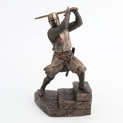 Estatua de Caballeros Templarios acabado bronce miniatura 6