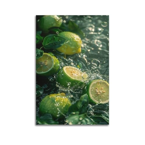 Affiche murale moderne grand format 60x90 cm poster fruits verts à suspendre