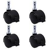 SWZHAI Plastic Casters Set of 4, M8 Circlip Stem Caster Wheels 1 inch, Black Nylon Swivel Caster Wheels with Brake Replacement for Furniture, Office Chair, Table, Cabinet, Shelf
