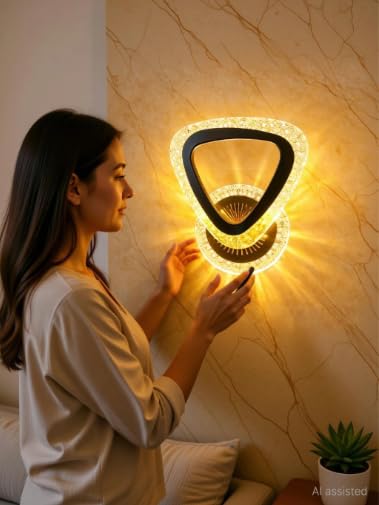 Image of Modern Crystal LED Wall Light, Decorative Indoor Wall Lamp with Warm White Lighting, Stylish Wall Mounted Light for Living Room, Bedroom, Hallway,