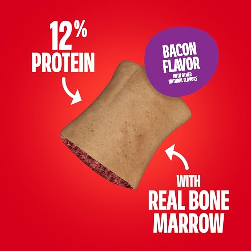 Image of Milk-Bone MaroSnacks Bacon Flavor Small Dog Treats With Bone Marrow, 40 Ounces (Pack of 2) (Packaging Design May Vary) | 40-oz. canisters, Made with real bone marrow, Dog treats with 12% protein