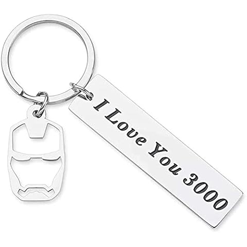 I Love You 3000 Keychain for Boyfriend Girlfriend Iron Man Gift Dad Father Mother Girly Comic Movie Inspired Gift Avengers Endgame Avengers Fan Gift Couples Keychain for Husband Wife Birthday Cover