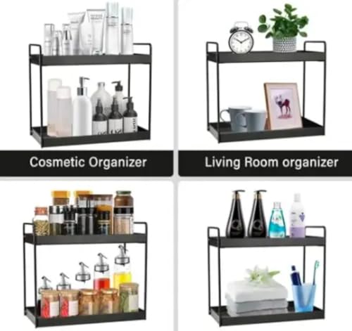 Image of Clazkit Iron 2-Tier Countertop Kitchen Organizer | Tiered Shelf Storage Rack, Counter Top Organiser Storage Shelf for Home Kitchen and Bathroom