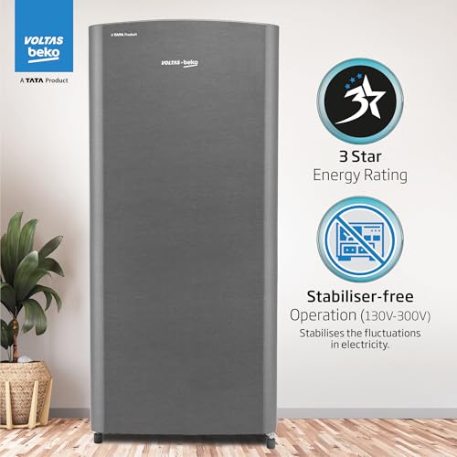 Voltas Beko, A Tata Product 183 L, 3-Star Single Door Direct Cool Refrigerator with Fresh Box Technology (RDC215B / 3S0XIR0M0000GO, Hairline Silver) 8 41GN7MnrtLL