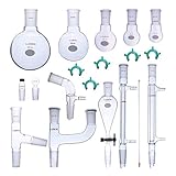 Laboy Glass Organic Chemistry Kit (19-Piece) - 24/40 - Heavy-Wall Borosilicate 3.3 Glassware for Fractional Distillation, Separation & Essential Oil Extraction - Includes 190mm West Condenser