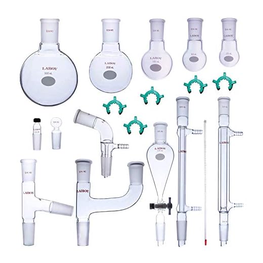 Laboy Glass Organic Chemistry Kit 24/40 Lab Glassware Set Distillation Apparatus 19pcs