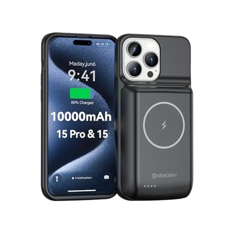 Coque Batterie NEWDERY 10000 mAh pour iPhone 15/15 Pro Cover