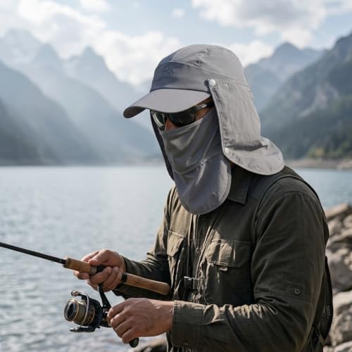 Image of GUSTAVE Mens Sun Hat Wide Brim Summer Sun Cap UV Protection Fishsing Hat Foldable Bucket Hat Outdoor