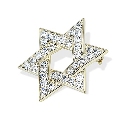 Image of Sparkle Crystal Star of David Brooch Pin Rhinestone Star Bouquet Brooch Pin Lapel Pins Spiritual Brooch Badge