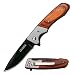 TAC Force TF-469 Gentleman's Assisted Opening Folding Knife, Black Straight Edge Blade, Brown Pakkawood Handle, 4-Inch Closed