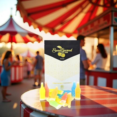 SweetGourmet Wax Candy Bottles with Drink Filling, Assorted Fruit Flavors, 1 Pound Bag