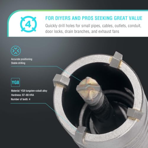 Image of BINOTA Concrete Hole Saw 35 mm, Rotary Hammer Core Bit Hole Saw, with SDS Plus Shank 220 mm, for Concrete Cement Brick Wall Stone Masonry