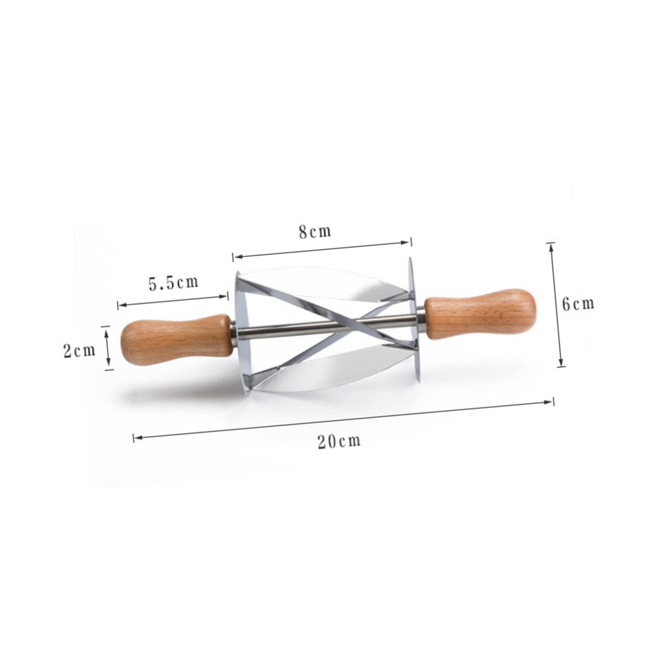 UPKOCH Coupe-croissants Rouleau à Pâtisserie en Acier Inoxydable Manche en Bois Facile Confortable à Tenir, 2 Pièces pour Cuisson et Pâtisserie