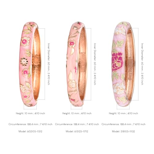 Image of UJOY Womens Multi-colors Cloisonne Bracelet Gold Plated Flower Hollowed Enameled Hinged Cuff Bangles Jewelry Gift 88A10