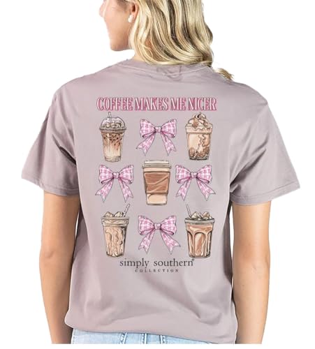 Simply Southern Coffee Makes Me Nicer - Bows - Adult T-Shirt  display picture 2